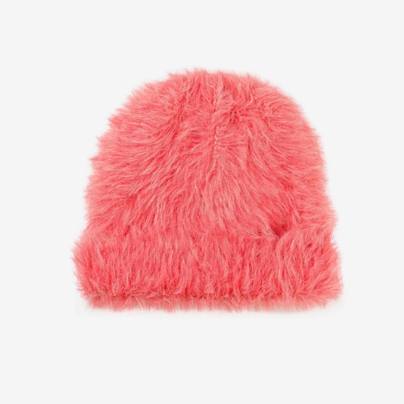 Verloop Fuzzy Faux Fur Beanie - Melon Pink - Picture 9 of 12